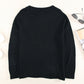 Dropped Shoulder Round Neck Ribbed Trim Sweater