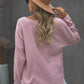 Grommet Long Sleeve V-Neck Top