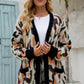 Animal Print Open Front Fuzzy Longline Cardigan