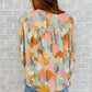 Printed Flounce Sleeve Buttoned Blouse