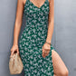 Floral Spaghetti Strap V-Neck Split Dress