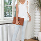Tie-Shoulder V-Neck Satin Tank Top