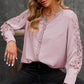 Spliced Lace V-Neck Blouse