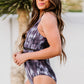 Deep V Sleeveless One-Piece Swimsuit