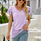 Eyelet Layered Flutter Sleeve V-Neck Top