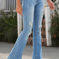 Distressed Button-Fly Flare Jeans
