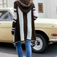 Striped Open Front Hooded Cardigan
