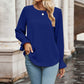 Round Neck Long Flounce Sleeve Blouse