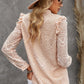 Ruffled Lace Mock Neck Blouse