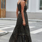 Polka Dot Cutout Spaghetti Strap Tiered Maxi Dress