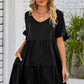 V-Neck Flounce Sleeve Tiered Dress