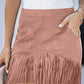 Fringe Detail Zip-Back Skirt with Pockets
