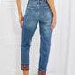 Judy Blue Gina Full Size Mid Rise Paisley Patch Cuff Boyfriend Jeans