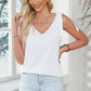 Tie-Shoulder V-Neck Satin Tank Top