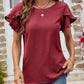 Textured Petal Sleeve Round Neck Tee