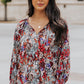 Printed Tie-Neck Long Flounce Sleeve Blouse