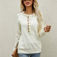 Half-Button Frill Trim Raglan Sleeve Sweater