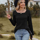 Full Size Ribbed Square Neck Long Sleeve T-Shirt