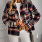Plaid Button Front Brushed Shacket with Breast Pockets