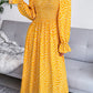 Printed Smocked Flounce Sleeve Maxi Dress