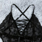 Crisscross Lace-Up Lace Teddy