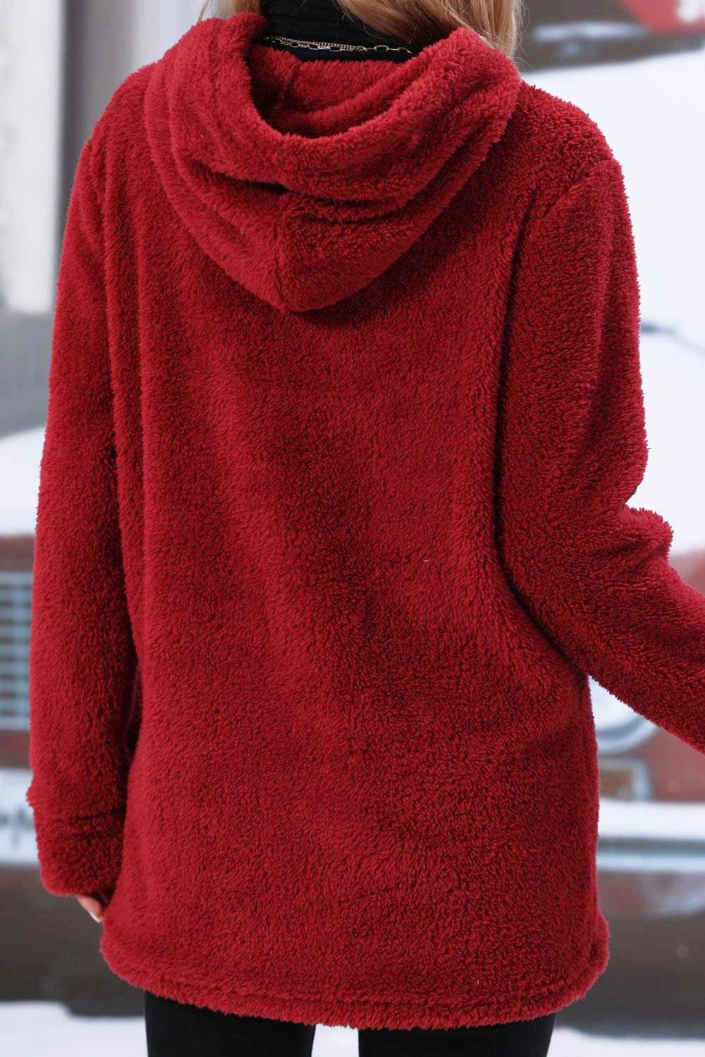 Quarter Zip Longline Teddy Hoodie