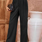 Pleated Detail Straight Leg Pants