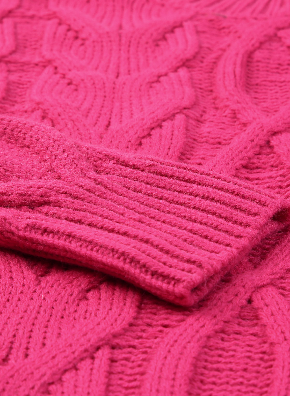 Mixed Knit Fringe Hem Mock Neck Sweater