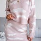 Cloud Print Ribbed Trim Sweater and Skirt Set