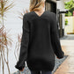 Rib-Knit V-Neck Tunic Sweater