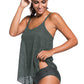 Full Size Spaghetti Strap Scoop Neck Tankini Set