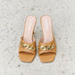 Forever Link Single Strap Chain Detail Mule Heels in Tan