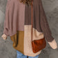 Color Block Cable-Knit Batwing Sleeve Cardigan