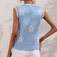 Floral Contrast Ribbed Trim Sweater Vest