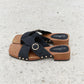 Forever Link Square Toe Cross Strap Buckle Clog Sandal in Black