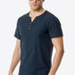 Buttoned Notched Neck Short Sleeve Tee