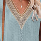 Eyelet Contrast V-Neck Tee