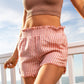 Striped Frayed Hem Paperbag Shorts