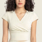 Gathered Detail Surplice Short Sleeve Sports Top