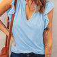 Butterfly Sleeve Notched Neck Top