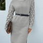 Openwork Side Slit Turtleneck Sweater Dress