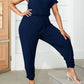 Plus Size One-Shoulder Short Sleeve Drawstring Waist Jumpsuit