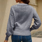 Button Front V-Neck Openwork Cardigan