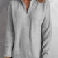 Quarter-Zip Rib-Knit Dropped Shoulder Knit Pullover