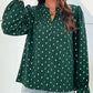 Printed Buttoned Puff Sleeve Blouse