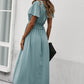 Smocked Waist Surplice Midi Dress