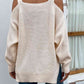 Ribbed Cold Shoulder Long Sleeve Knit Top