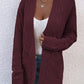 Cable-Knit Open Front Cardigan with Pockets