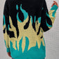 Printed Round Neck Ribbed Trim Knitted Sweater