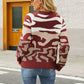 Cozy Venue Printed Raglan Sleeve Ribbed Trim Sweater